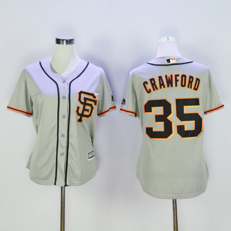 Women San Francisco Giants #35 Crawford Grey SF MLB Jerseys->youth mlb jersey->Youth Jersey